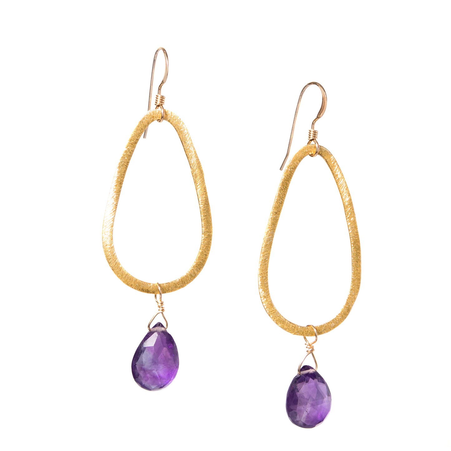 Gold Teardrop Gemstone Earrings
