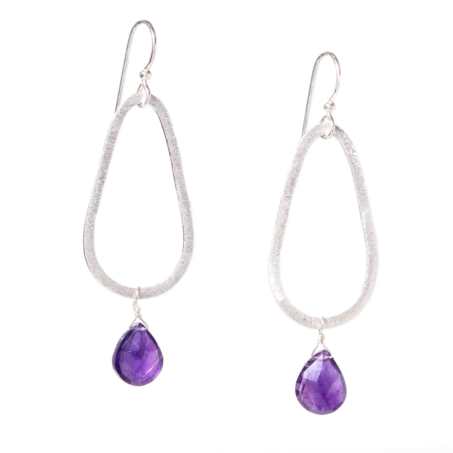 Silver Teardrop Gemstone Earrings