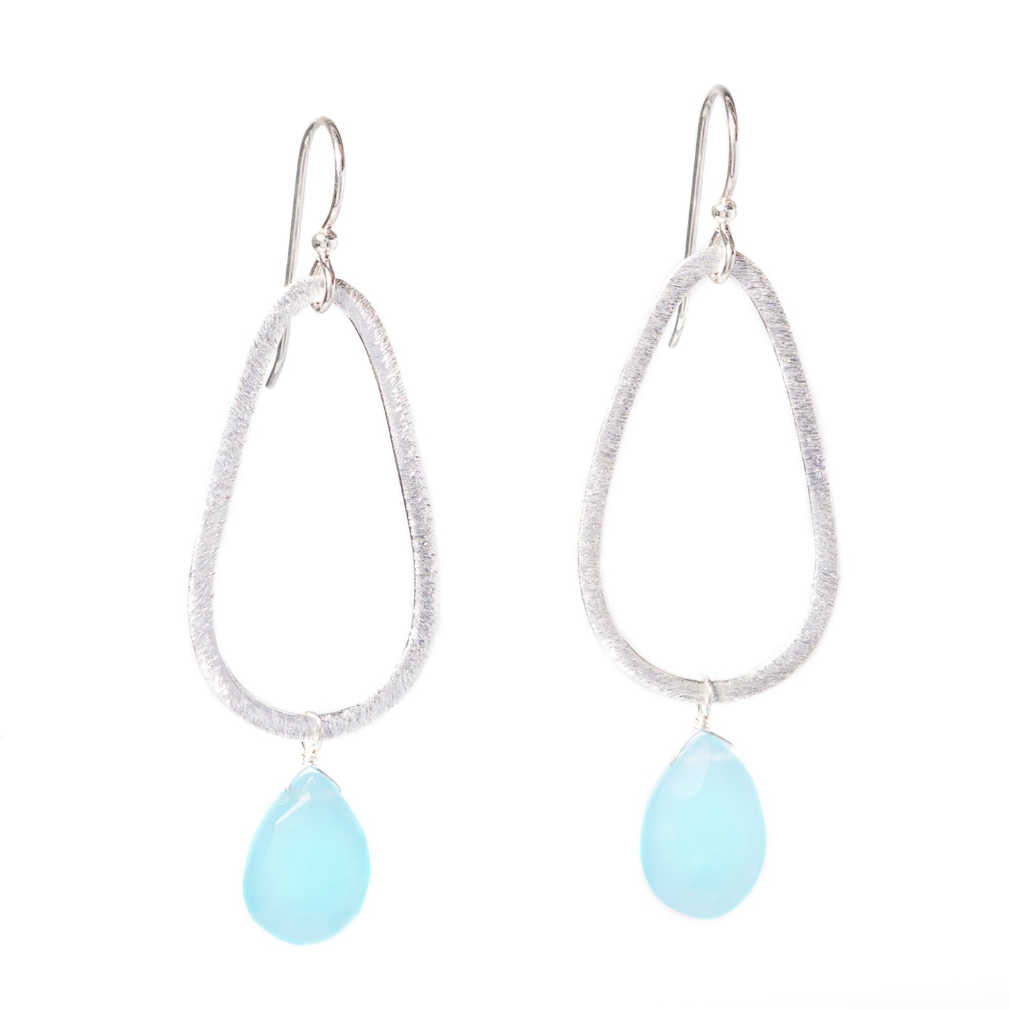 Silver Teardrop Gemstone Earrings