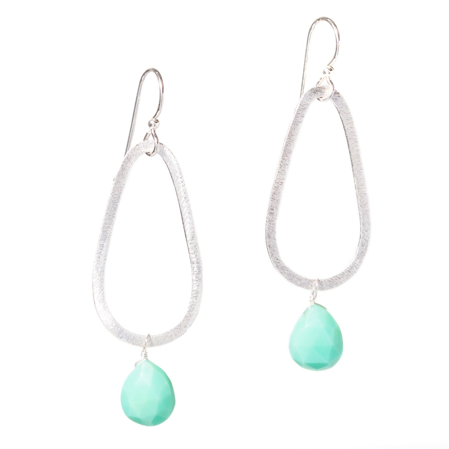 Silver Teardrop Gemstone Earrings