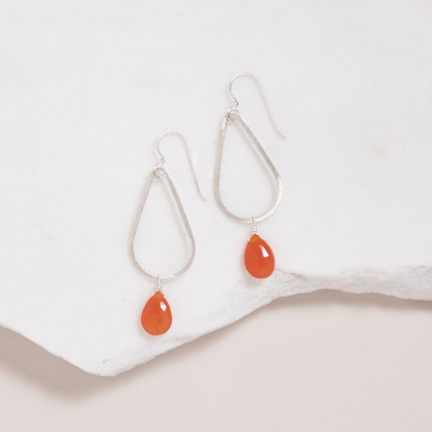 Silver Teardrop Gemstone Earrings