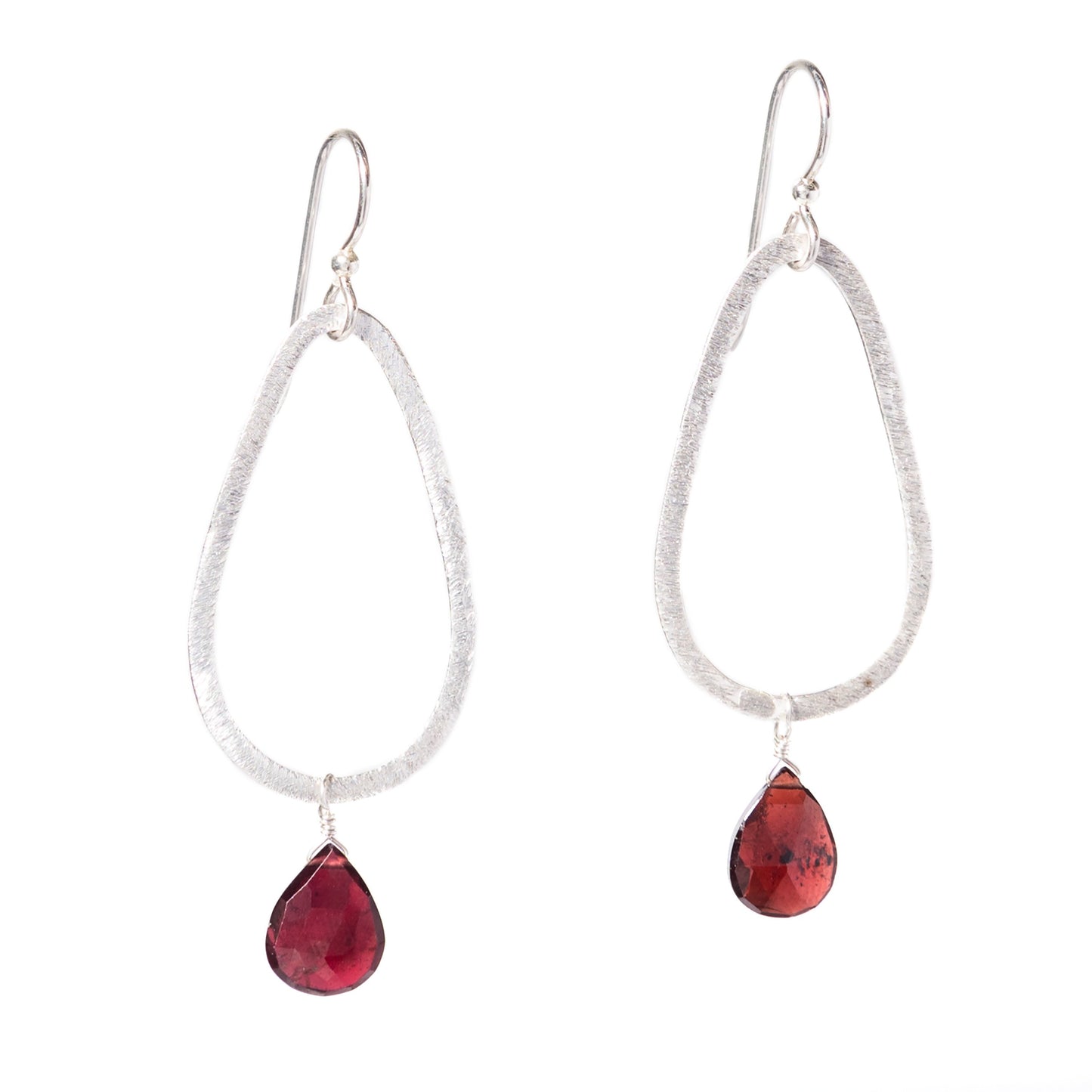 Silver Teardrop Gemstone Earrings