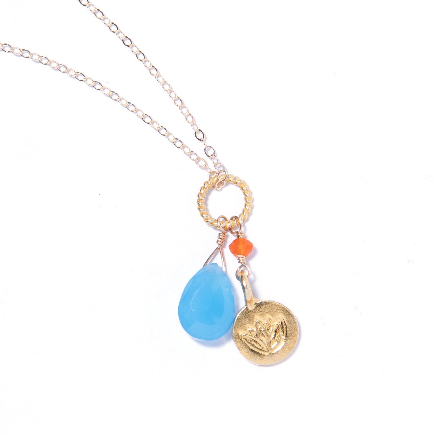 Gold Fancy Chain Charm Necklace