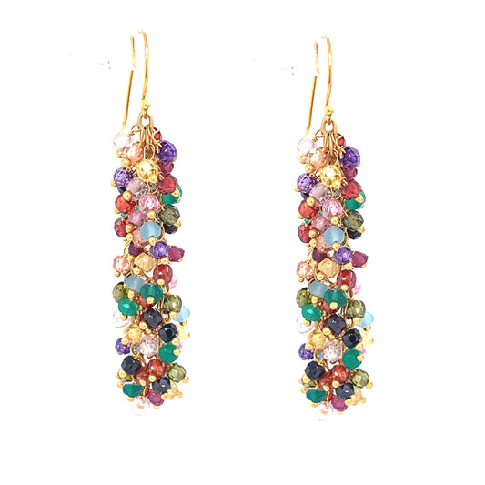 Multi Color LONG "Shimmer" Earring - Gold