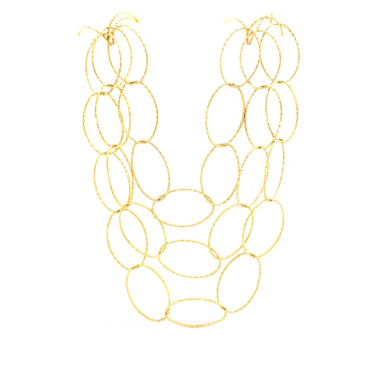3 Tier Diamond Cut Gold Necklace