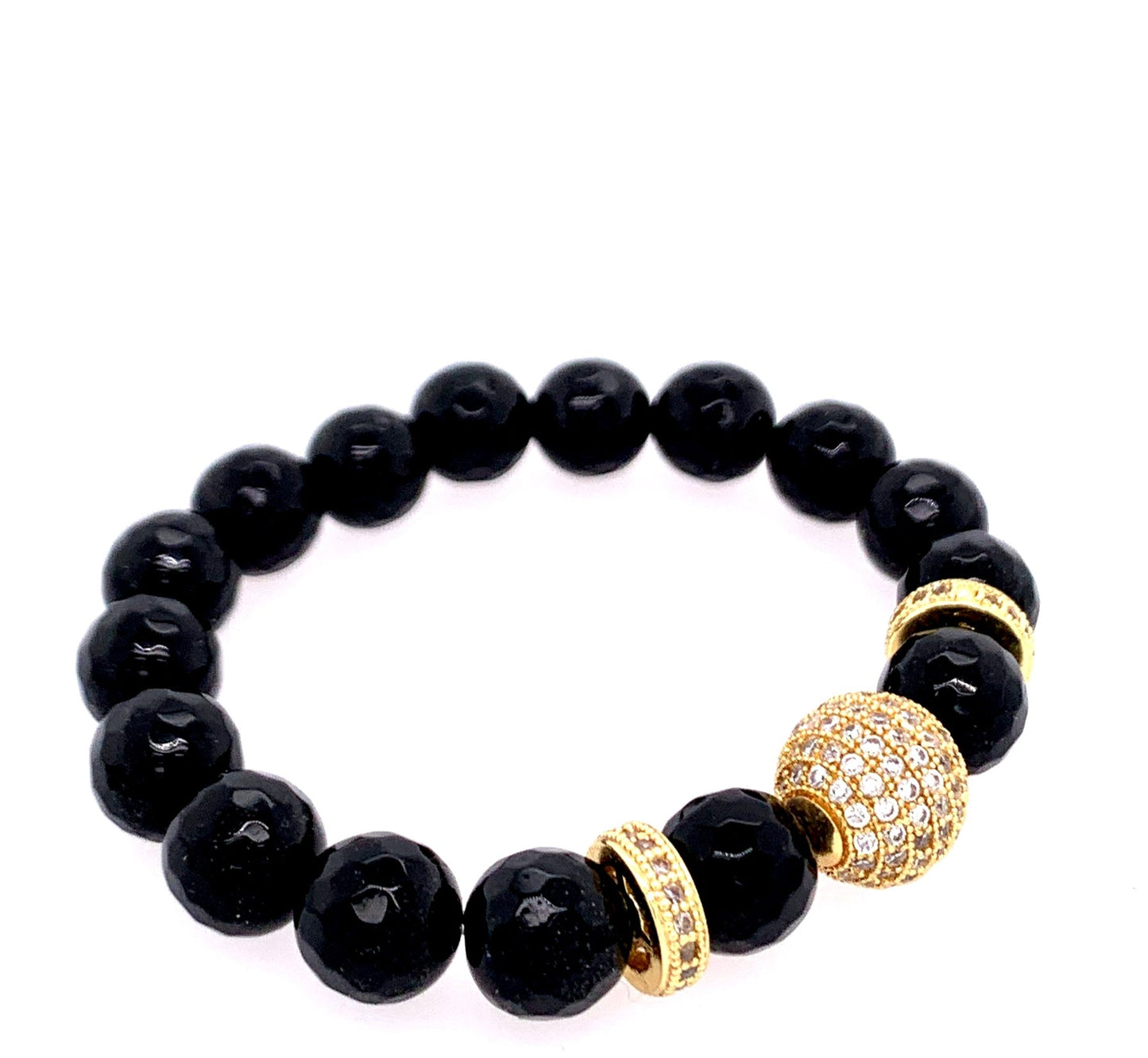 Black Onyx Pave BLING Stone Bracelet - Gold