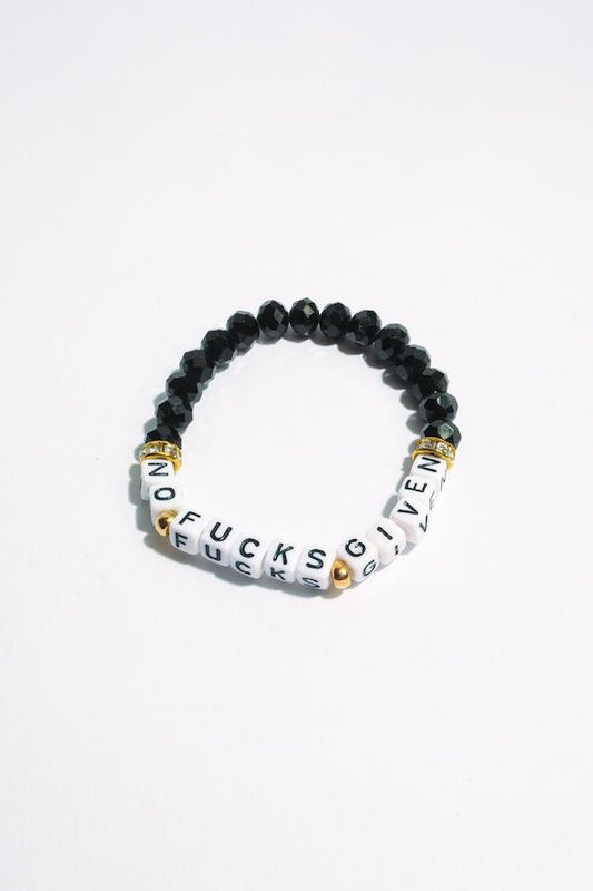 No Fucks Given Inspirational Beaded Bracelet
