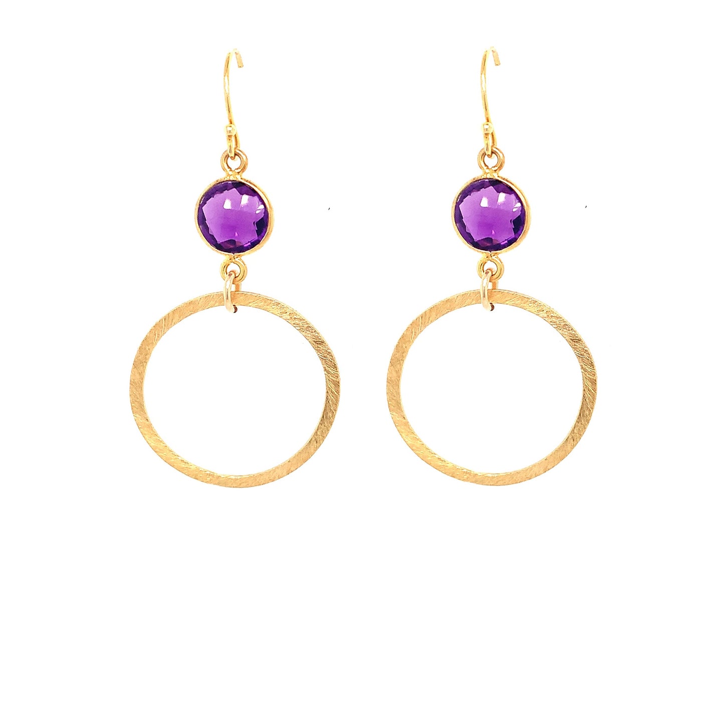 Amethyst Faceted Small Gold Hoops