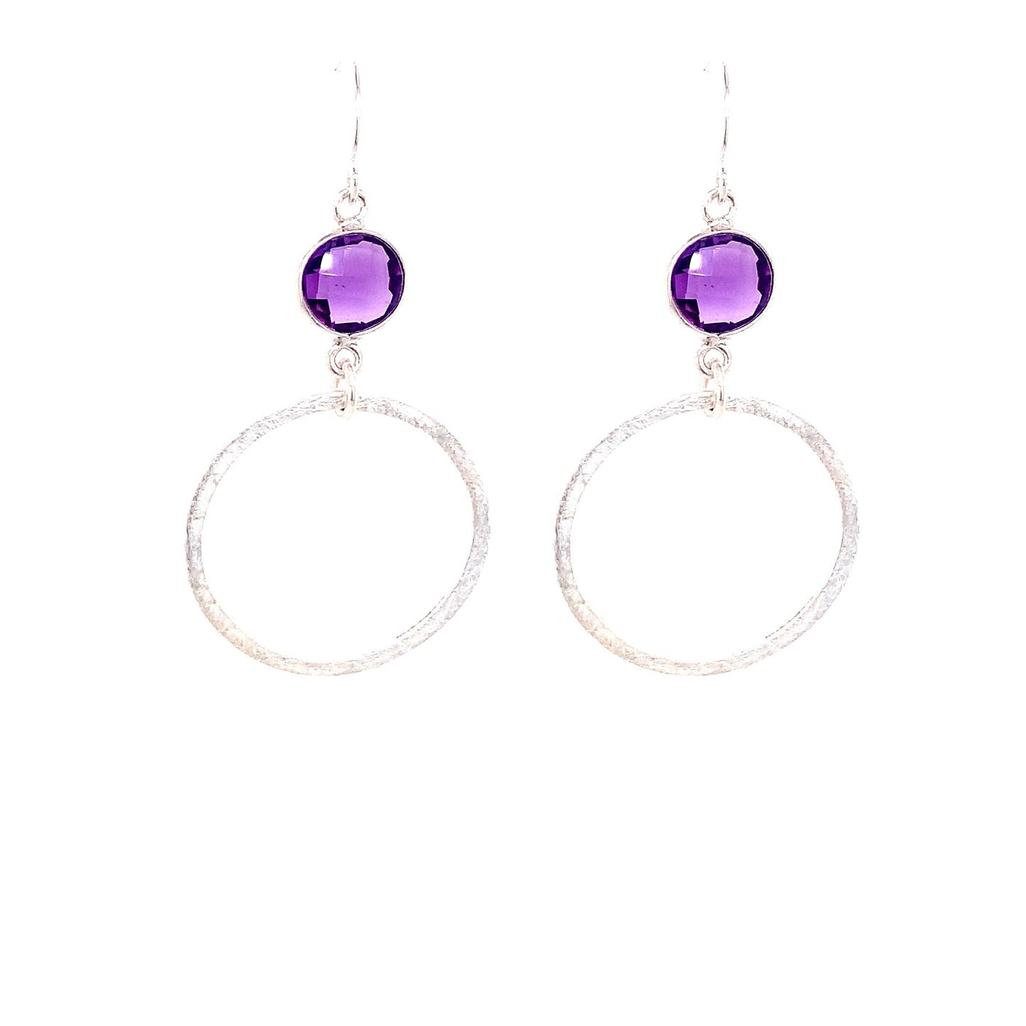 Amethyst Faceted Small Gold Hoops