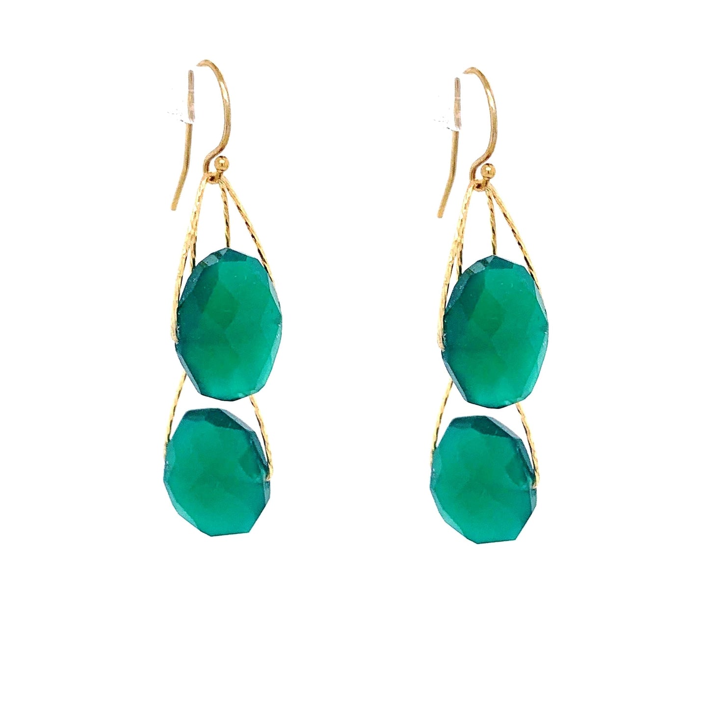 Emerald Green Onyx  "Academy" Earring | Gold