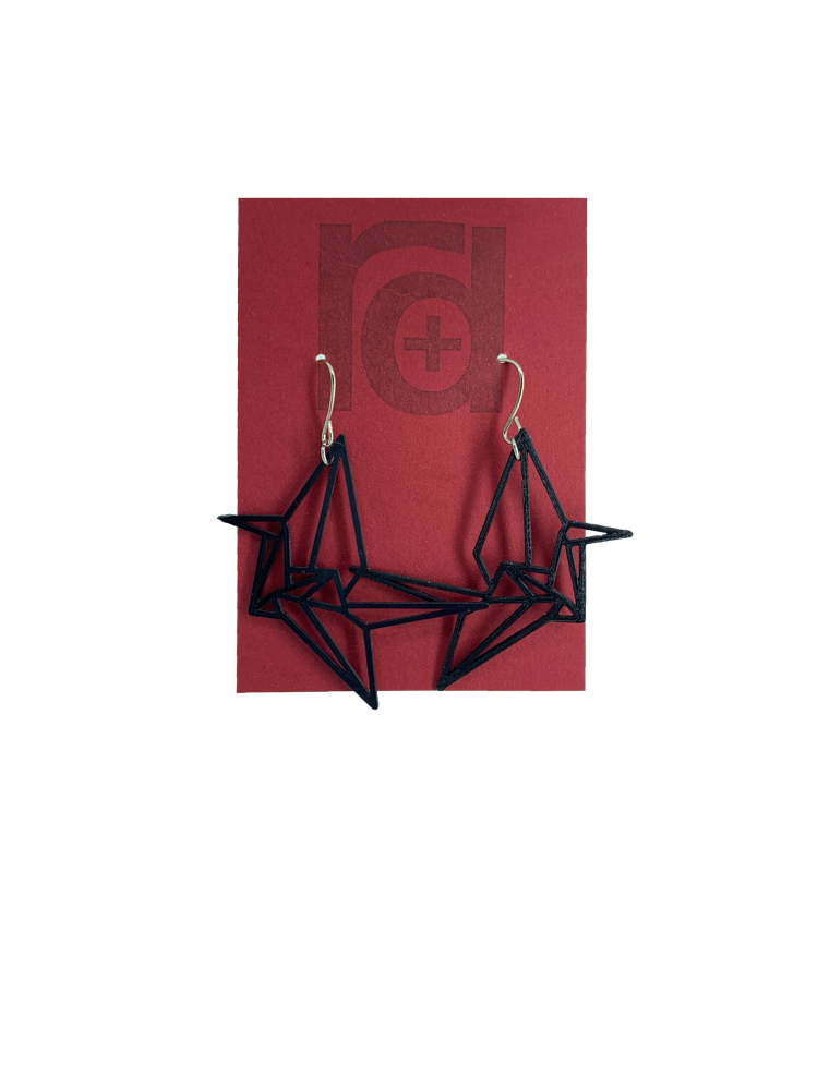 Paper Cranes 3D Printed Earrings