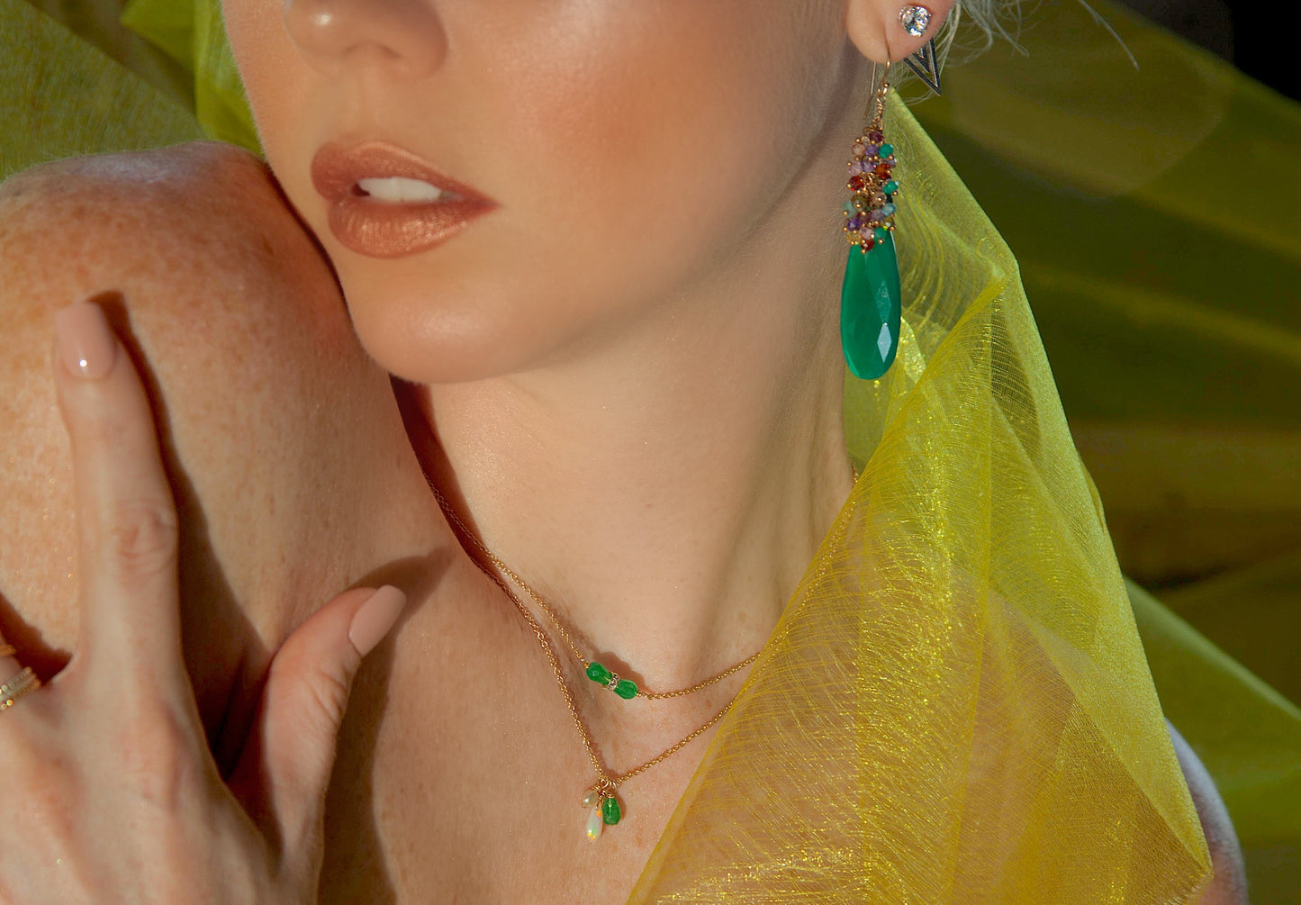 Jade Sparkle dainty necklace