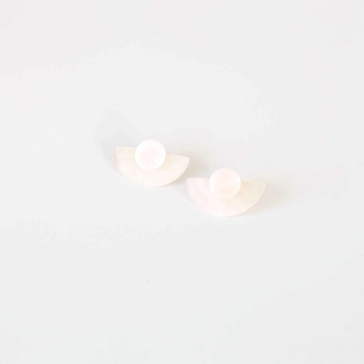 3-in-1 Pearl White Circle and Halfmoon Geometric Studs - Mother of Pearl Earrings | LIKHÂ