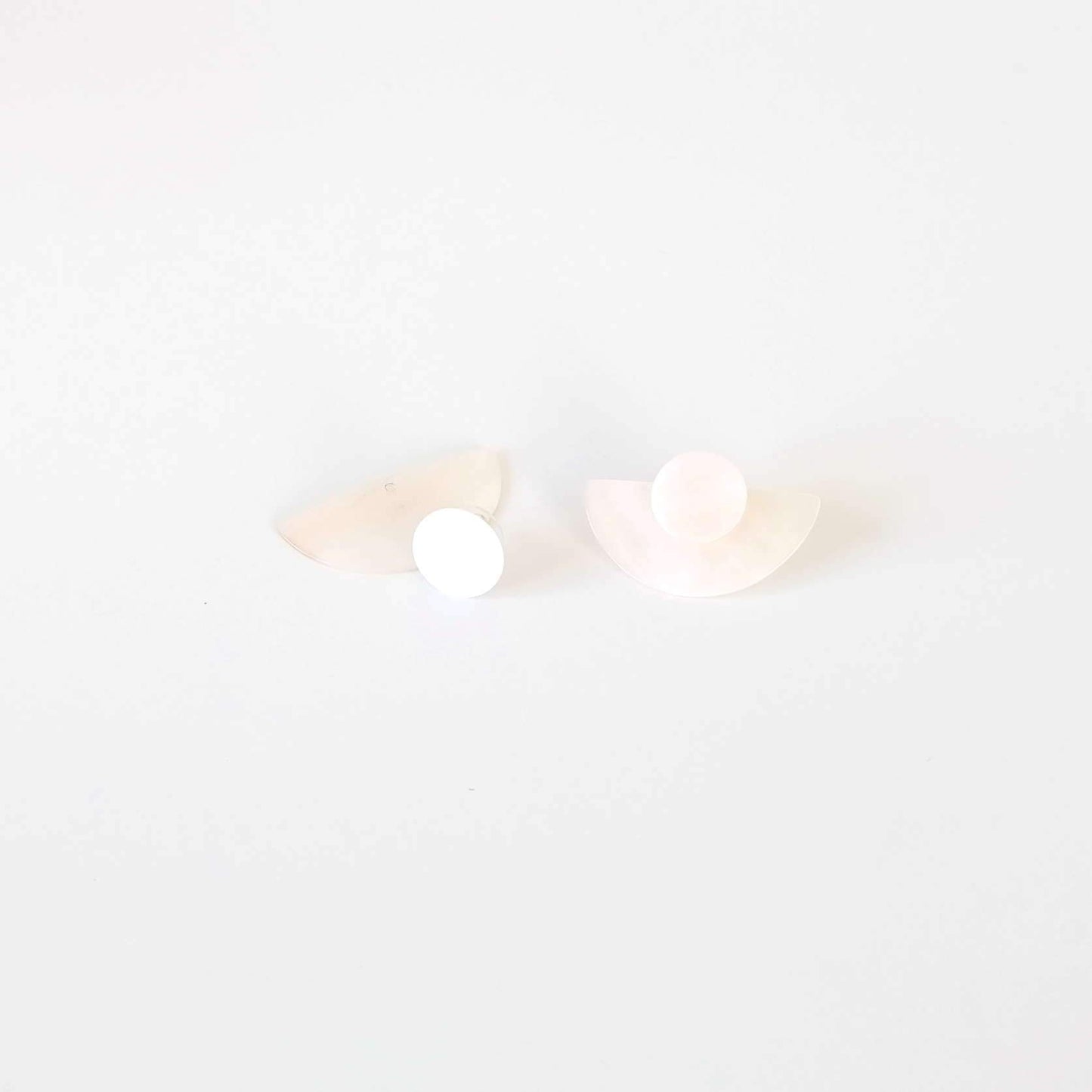 3-in-1 Pearl White Circle and Halfmoon Geometric Studs - Mother of Pearl Earrings | LIKHÂ