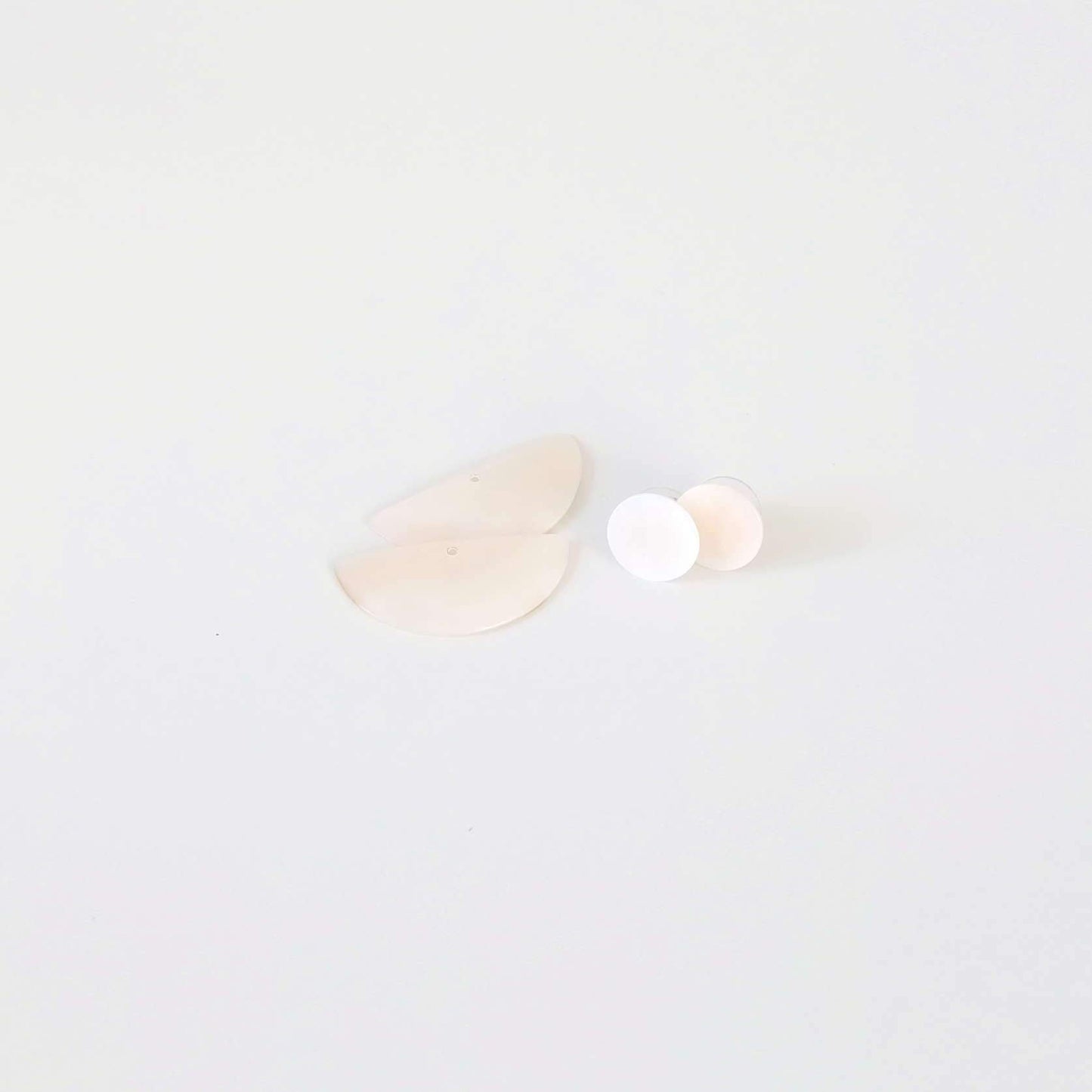 3-in-1 Pearl White Circle and Halfmoon Geometric Studs - Mother of Pearl Earrings | LIKHÂ
