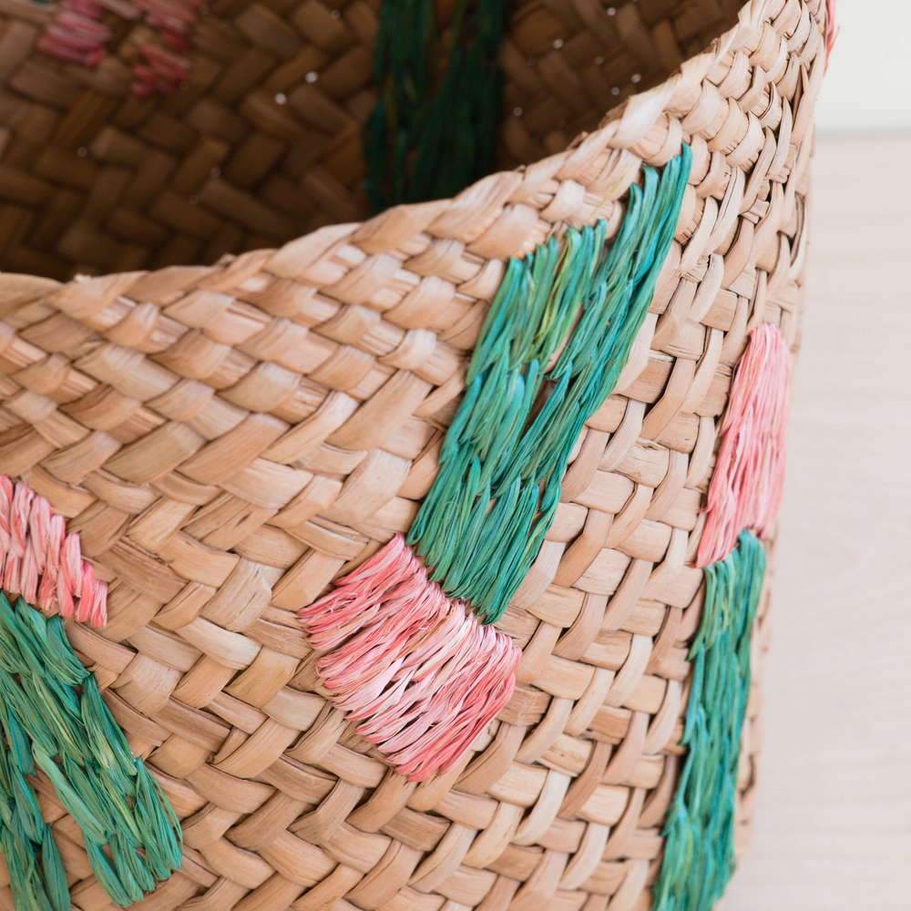 Cactus Embroidery Soft Natural Basket - Handmade Bins | LIKHÂ