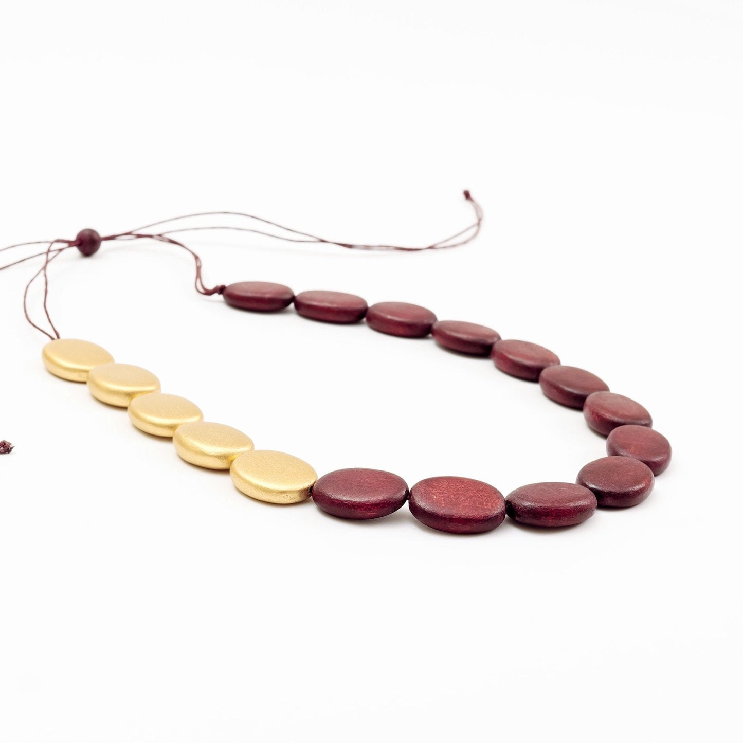 Burgundy and Gold Necklace - Guija Wooden Necklaces | LIKHÂ