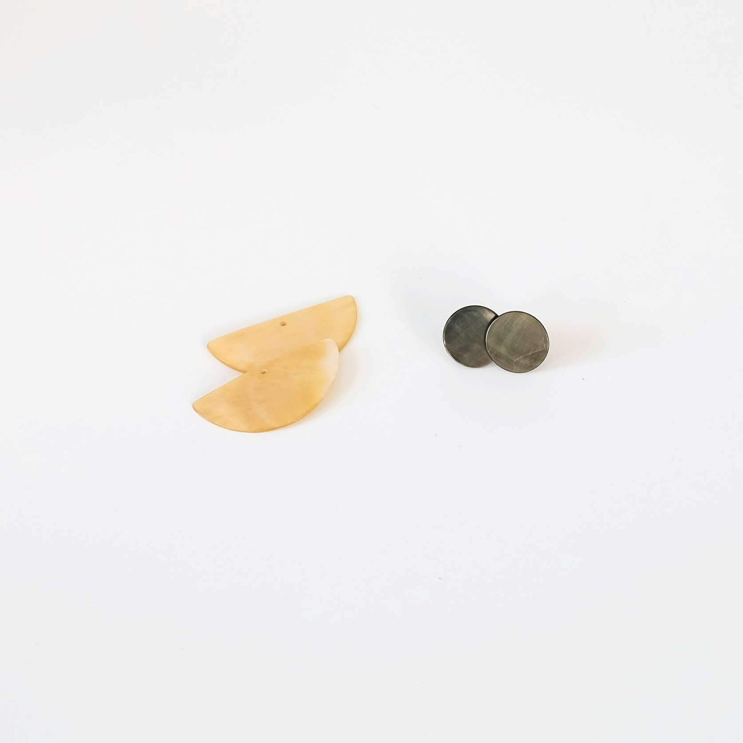 3-in-1 Dark Two-Tone Circle and Halfmoon Geometric Studs - Mother of Pearl Earrings | LIKHÂ