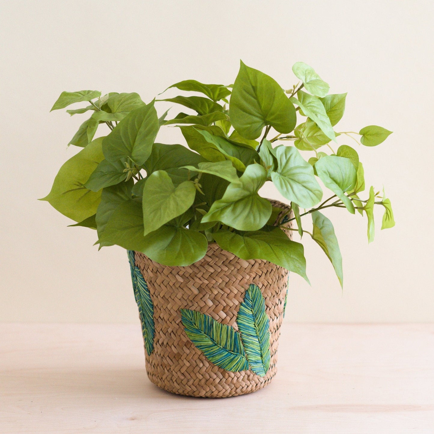 Banana Leaf Embroidery Soft Woven Basket - Plant Baskets | LIKHÂ