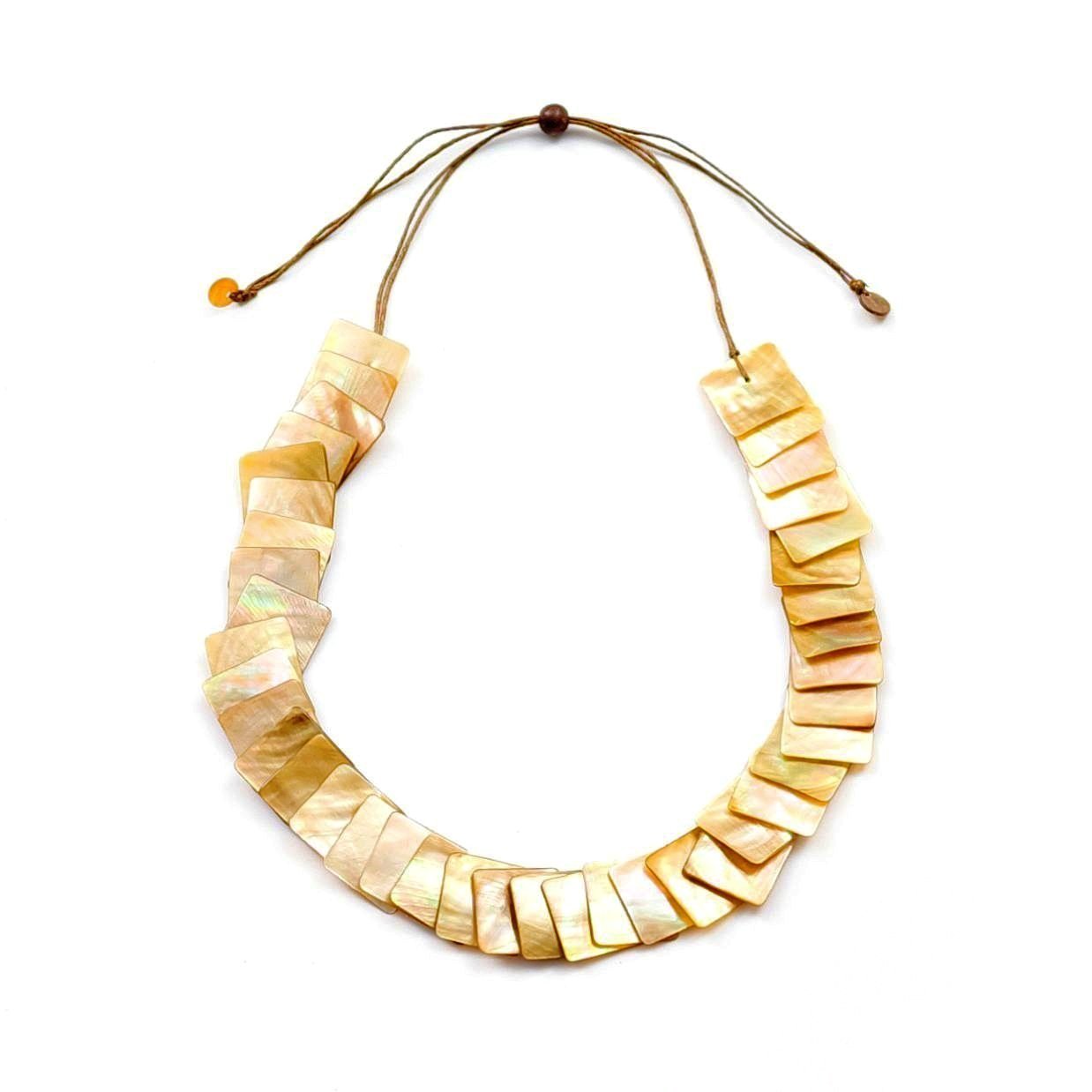 Mother of Pearl Long Necklace - Playa Nude Brown | LIKHÂ