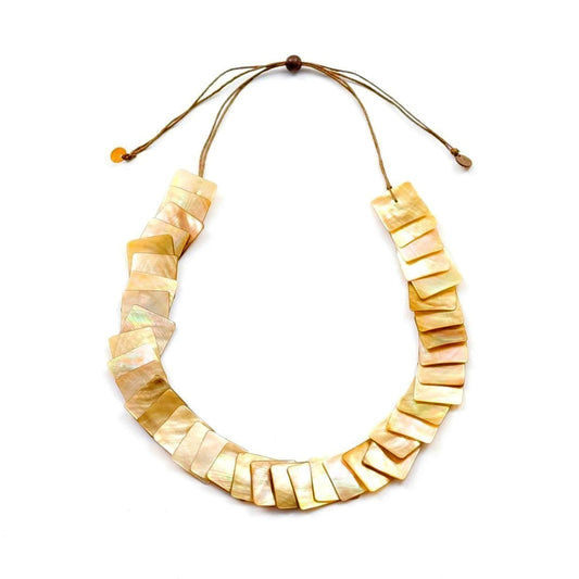 Mother of Pearl Long Necklace - Playa Nude Brown | LIKHÂ