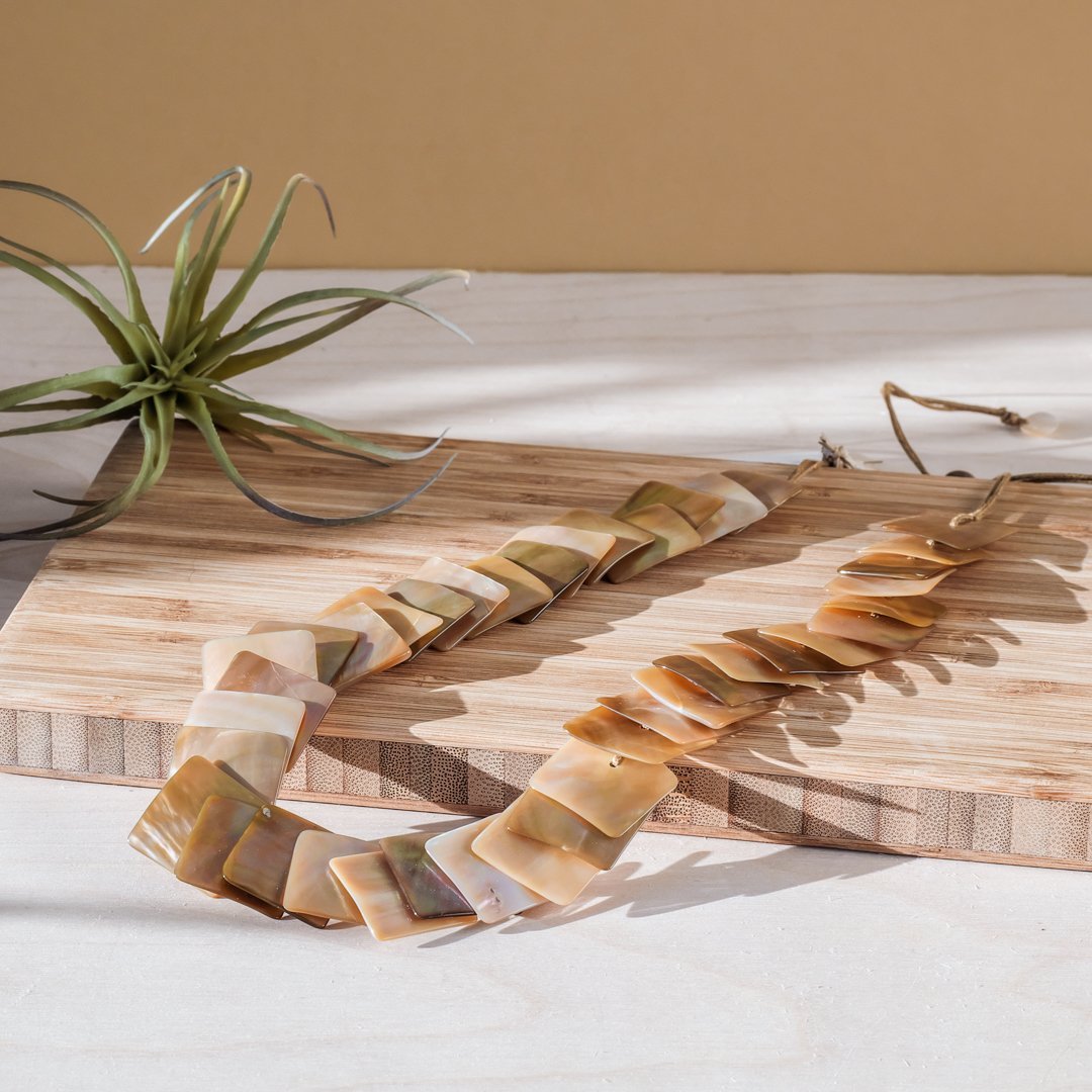 Mother of Pearl Long Necklace - Playa Nude Brown | LIKHÂ