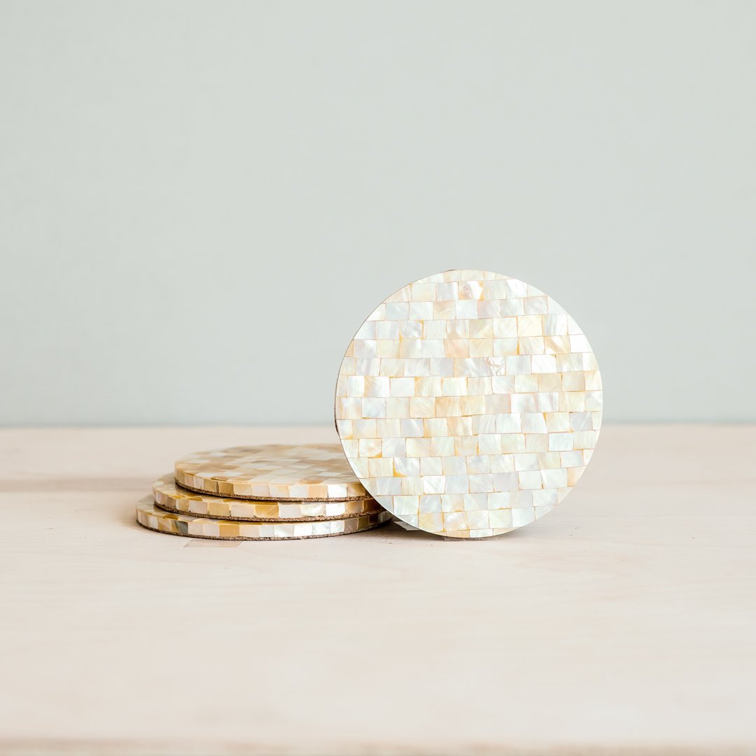Golden Yellow Mother of Pearl - Mosaic Coasters | LIKHÂ