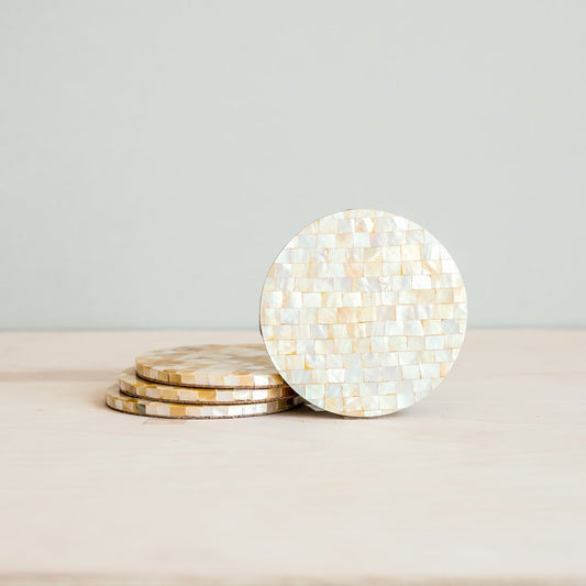 Golden Yellow Mother of Pearl - Mosaic Coasters | LIKHÂ