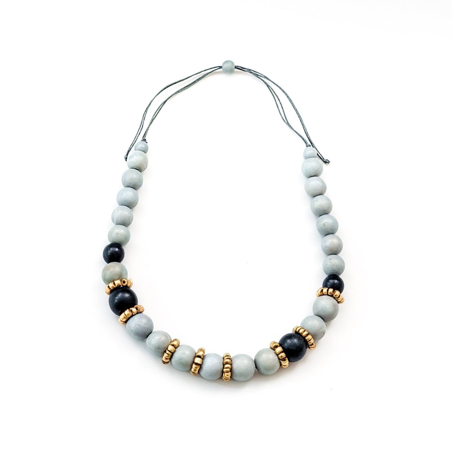 Handmade Grey Bead Necklace Pompa | LIKHÂ