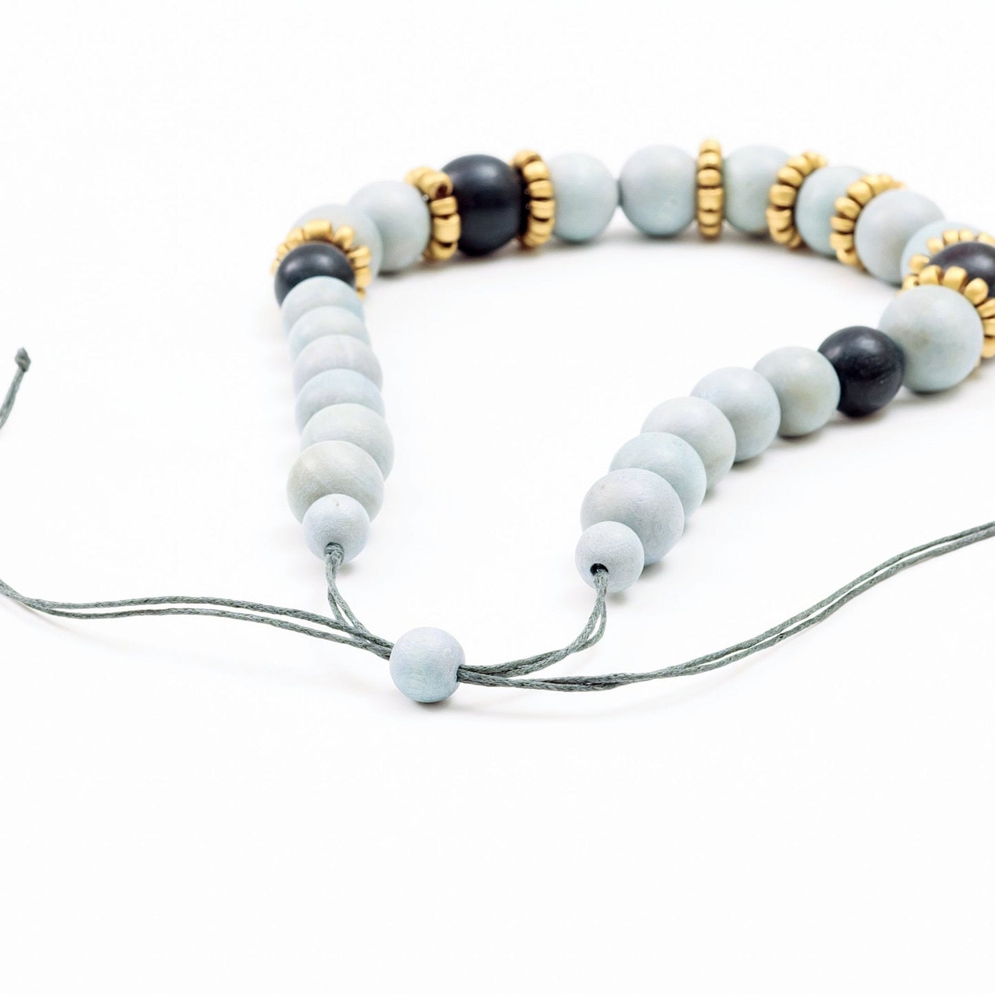 Handmade Grey Bead Necklace Pompa | LIKHÂ