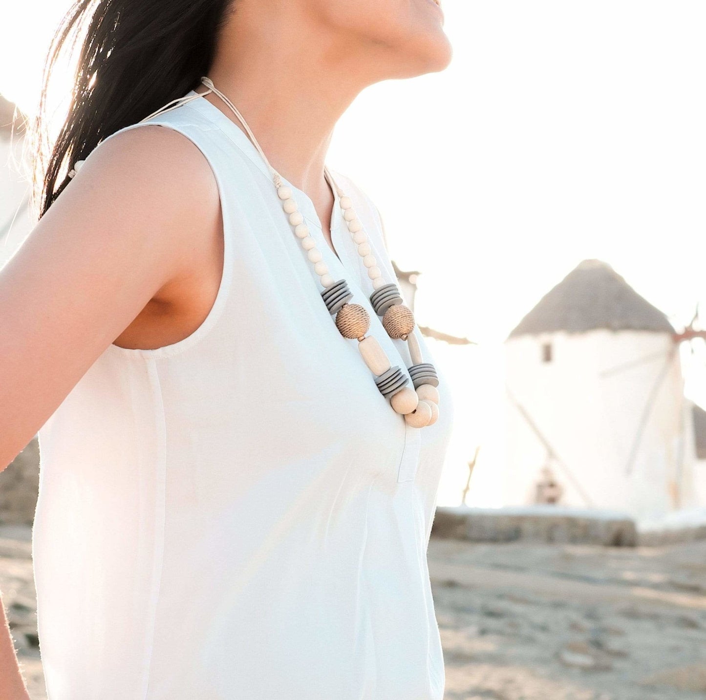Cream Bead Necklace - Bombon Artisan Necklace | LIKHÂ