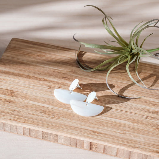 Geometric Earrings, Pearl White - Mother-of-Pearl Jewelry | LIKHÂ