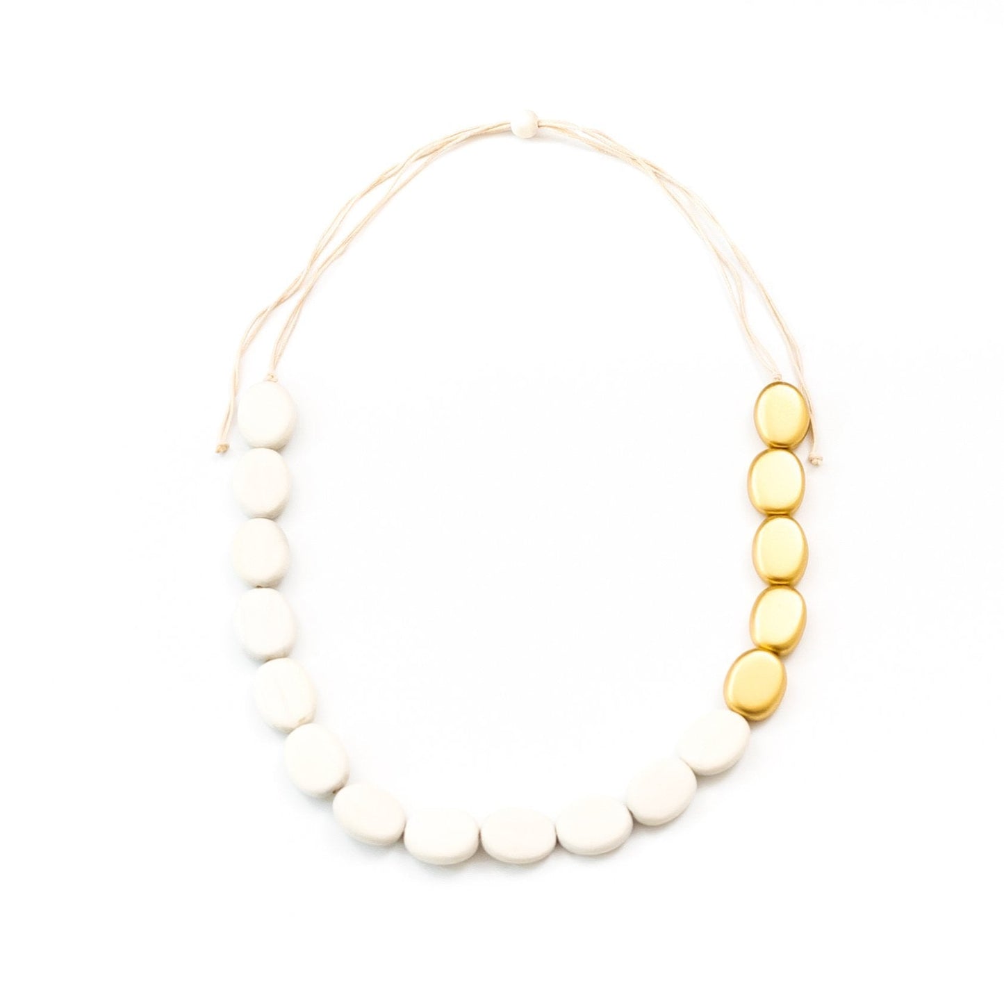 White Wooden Bead Necklace Guija | LIKHÂ