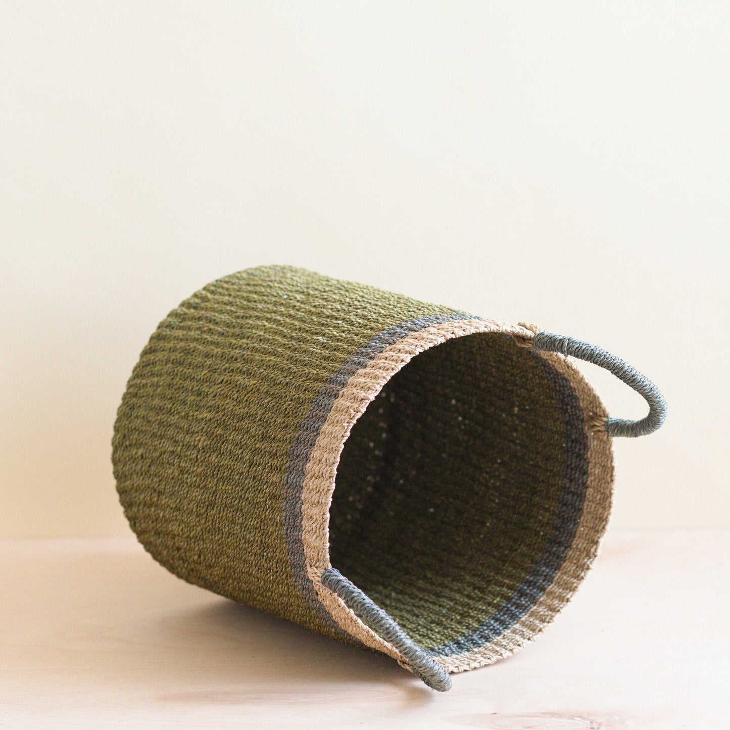 Olive Floor Basket with Handle - Handwoven Basket | LIKHÂ