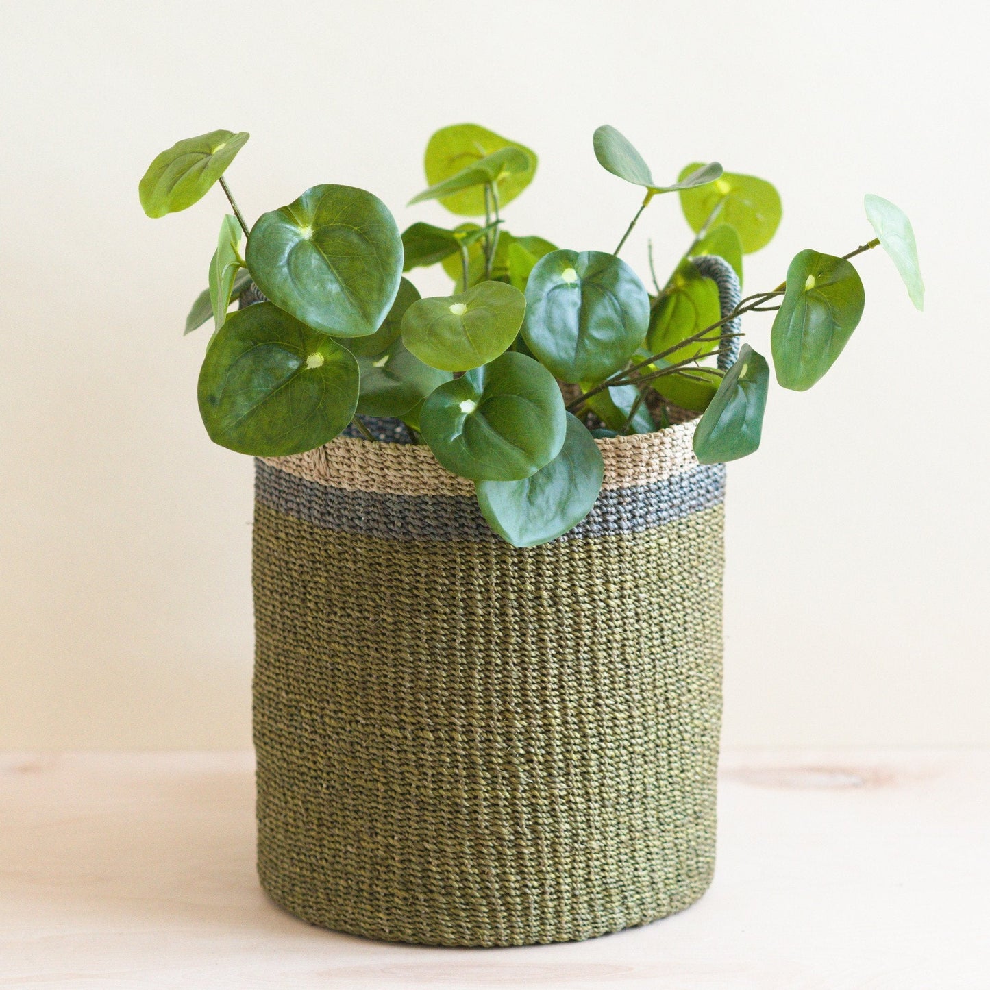 Olive Floor Basket with Handle - Handwoven Basket | LIKHÂ