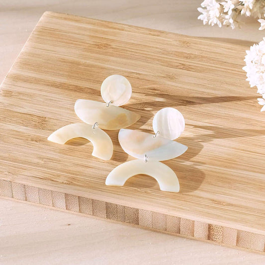 Pearl White Long Dangle Earrings - Mother of Pearl Earrings | LIKHÂ