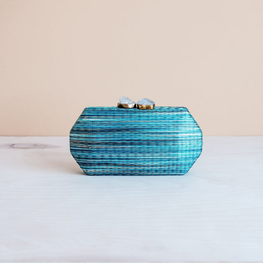 Sea Green Shibori-Pattern Clutch - Handcrafted Clutches | LIKHÂ