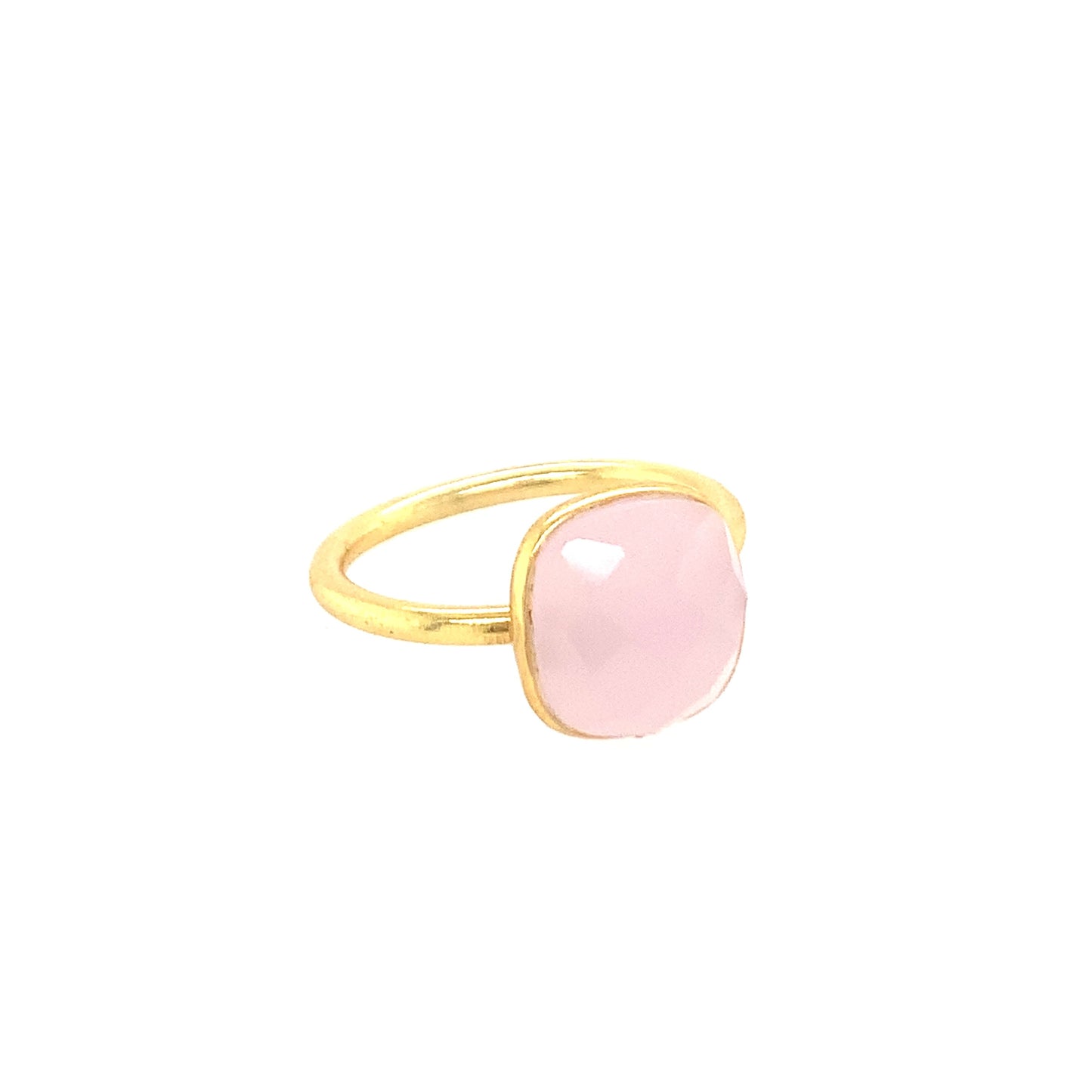 Natural Gemstone Cushion Cut Small Gold Ring