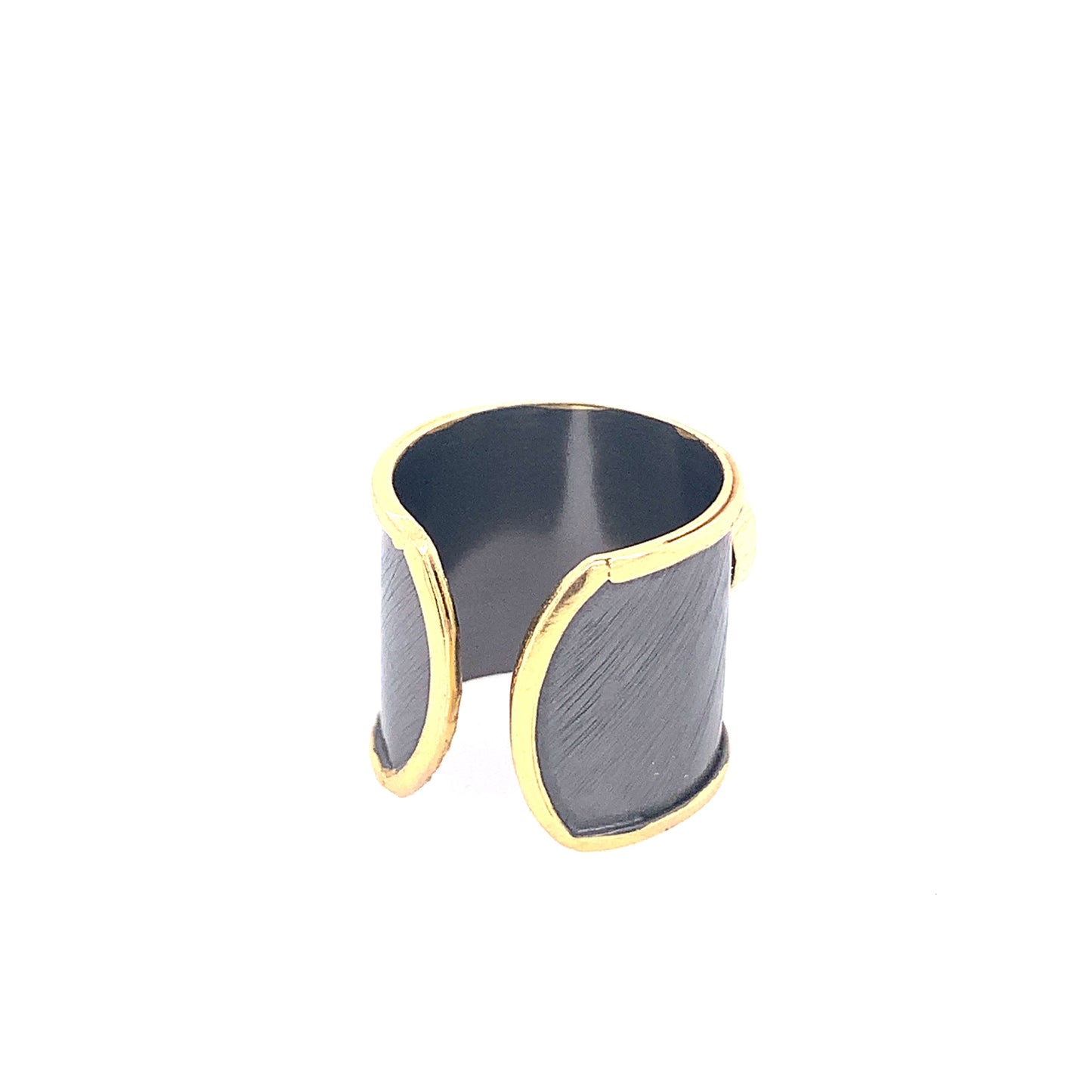 Two-Tone Colorful Gemstone Cuff Ring | Gold & Pewter