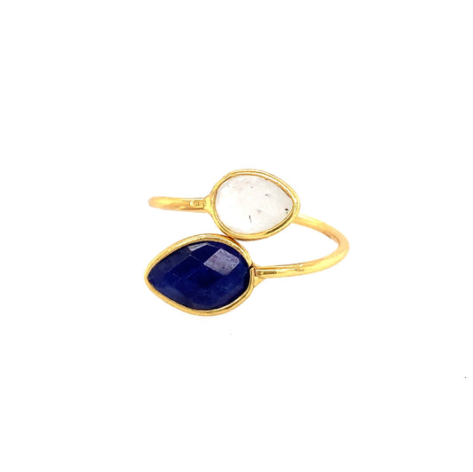 Moonstone & Gemstone Double Gemstone Gold Ring