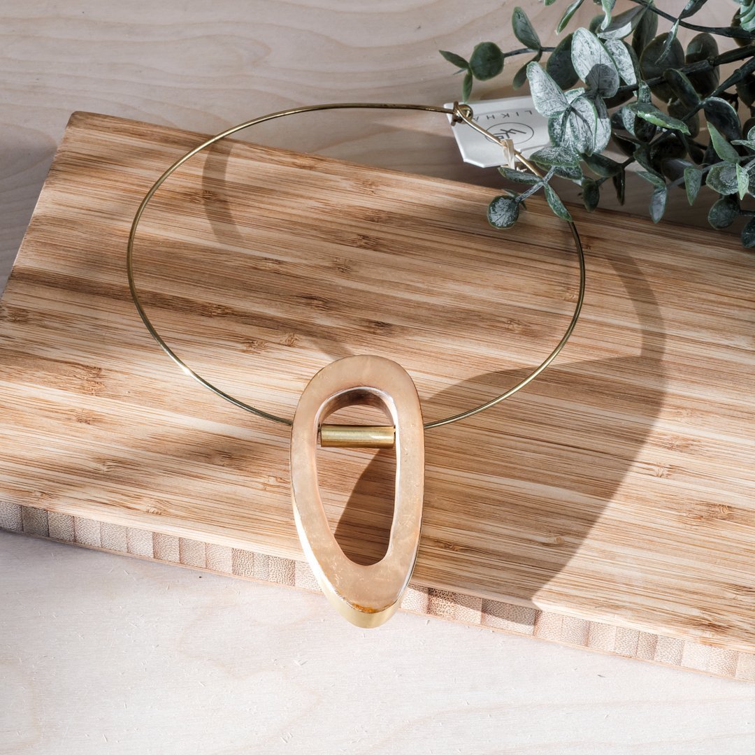 Capiz Shell Necklace - Orbita Brass Choker | LIKHÂ