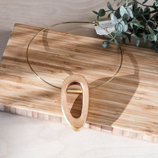 Capiz Shell Necklace - Orbita Brass Choker | LIKHÂ