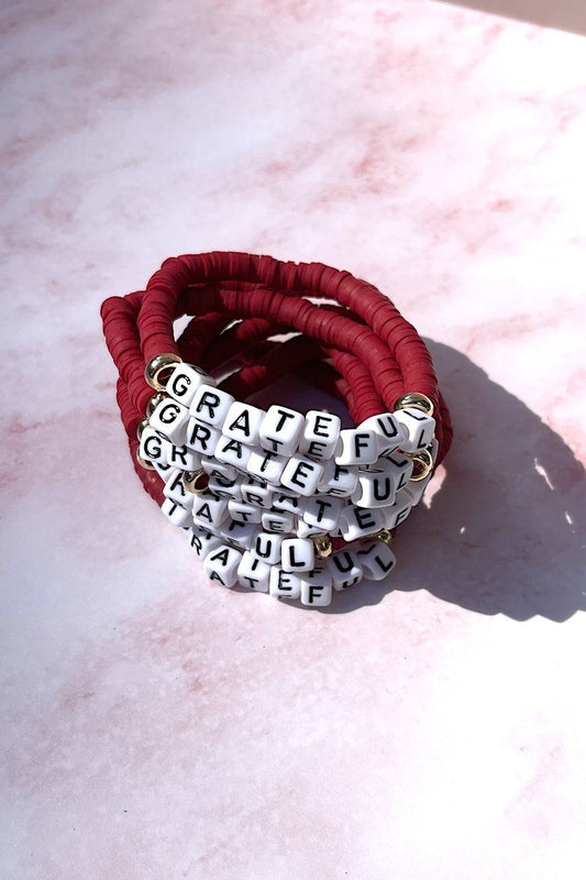 Grateful Inspirational Beaded Bracelet