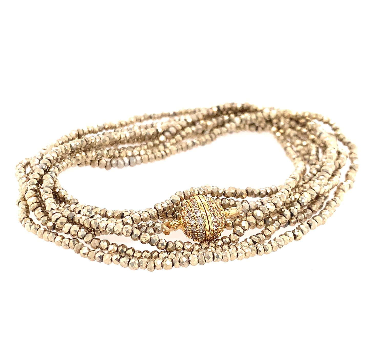 Diamond Gold Pyrite Wear 52" Long Necklace or Wrap Bracelet, Gold