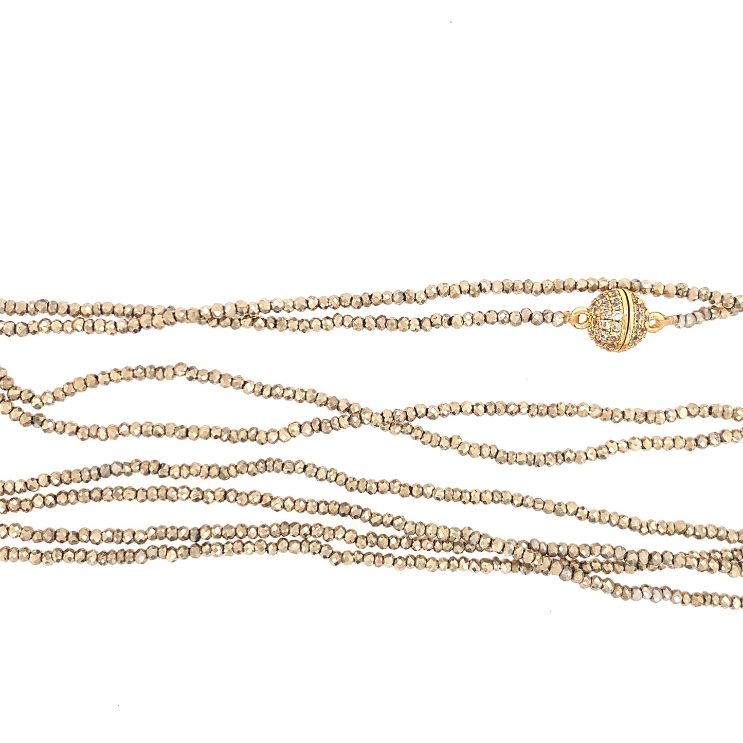 Diamond Gold Pyrite Wear 52" Long Necklace or Wrap Bracelet, Gold