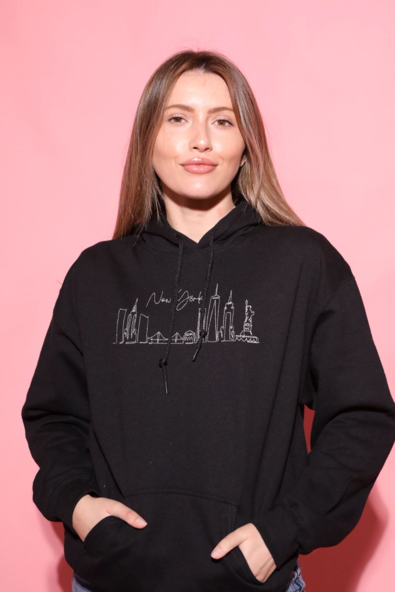 New York Skyline Embroidered Hoodie