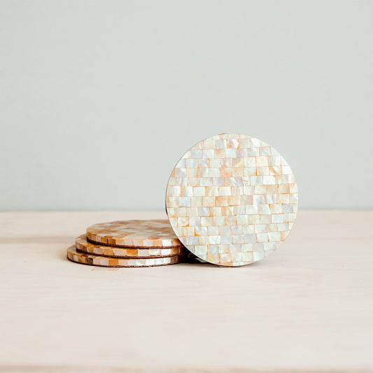 Blocked Nude Mother-of-Pearl Coasters | LIKHÂ