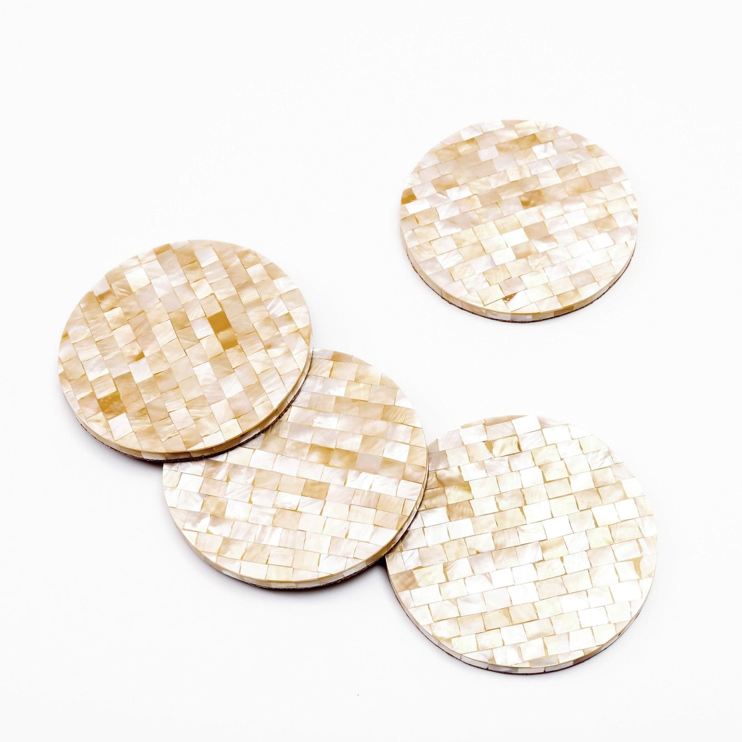 Blocked Nude Mother-of-Pearl Coasters | LIKHÂ