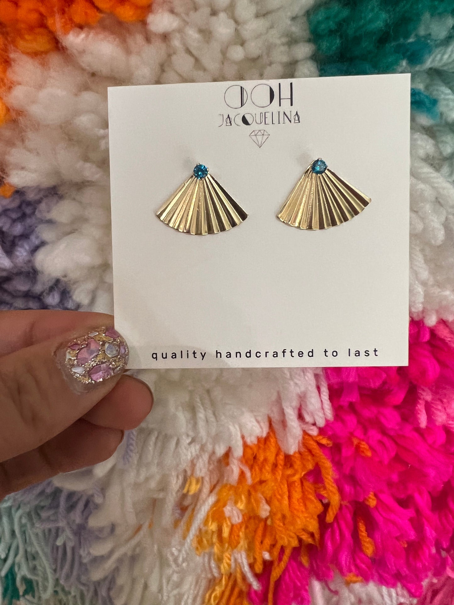 Secret Fan Ear Jacket stud earrings