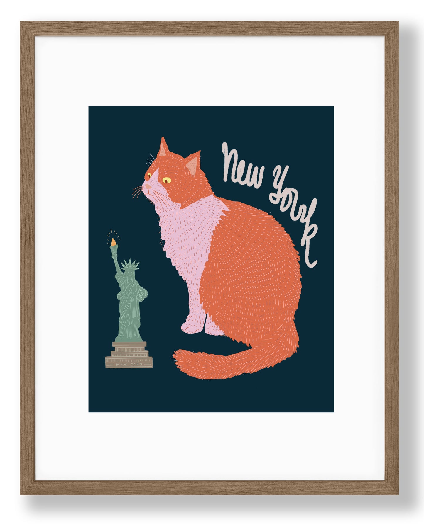 Cat art print/cat illustration /cat print wall art/art print cat/cat/cat art/cat New York art/cat /print cat/NEW YORK CAT/pink cat new york /pinky pilots/cat new york art print